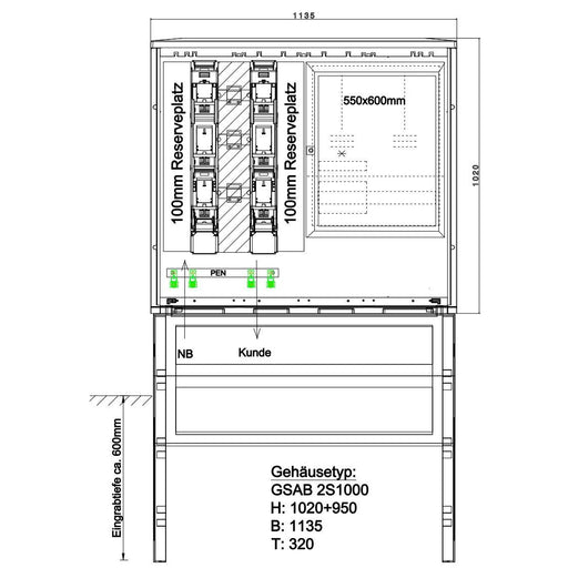 GSAB Elektrotechnik - Zähler-Komplettschrank Wandlermessung 52.W250.001 250A Gr.1