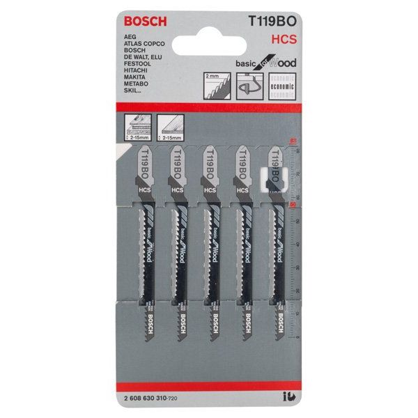 Bosch - Stichsägeblatt T 119 BO 2608630310 Basic for Wood − 10 Packung
