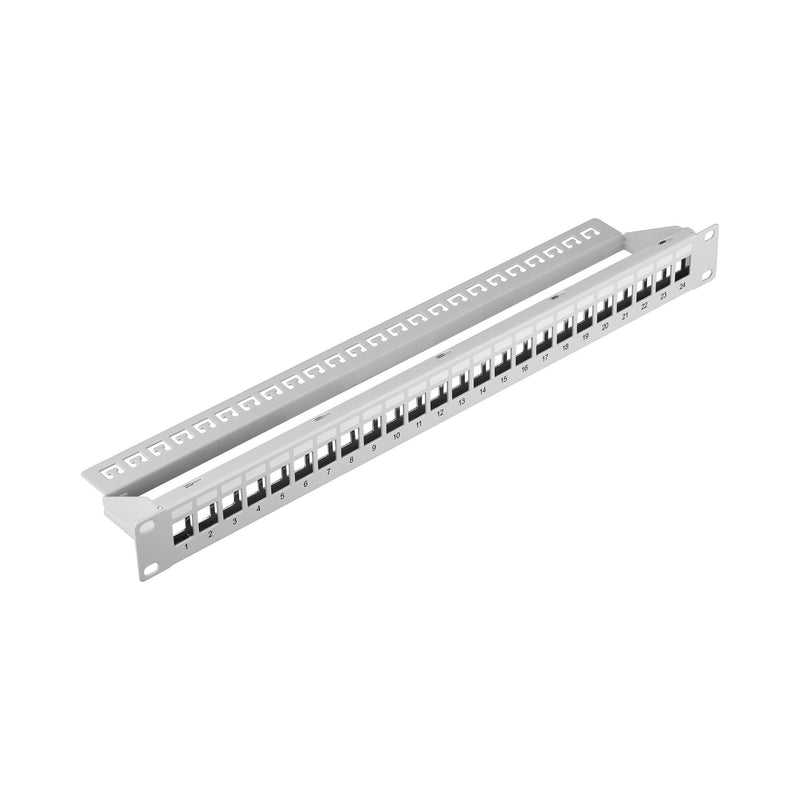 EFB-Elektronik - Frontpanel/Patchpanel leer (Schaltschrank) Verteilerfeld 19" 1HE 37578.1V2 24-Port, RAL 7035