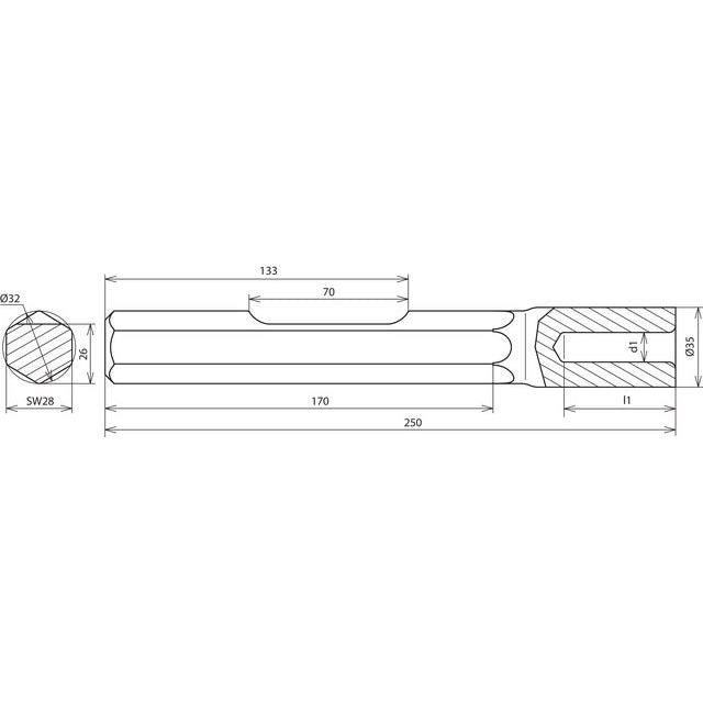 DEHN - Einschlaghilfe für Stab-/Tiefenerder Hammereinsatz HETE25SW28VHBOSTBLAN f. TE D25mm L250mm
