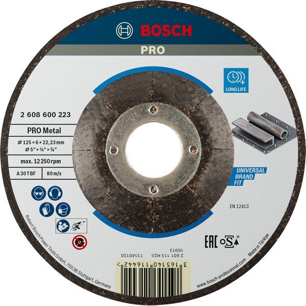Bosch - Trenn-/Schleifscheibe PRO Metal Schleifscheibe, 2608600223 125 x 6 x 22.23 mm − 10 Stück