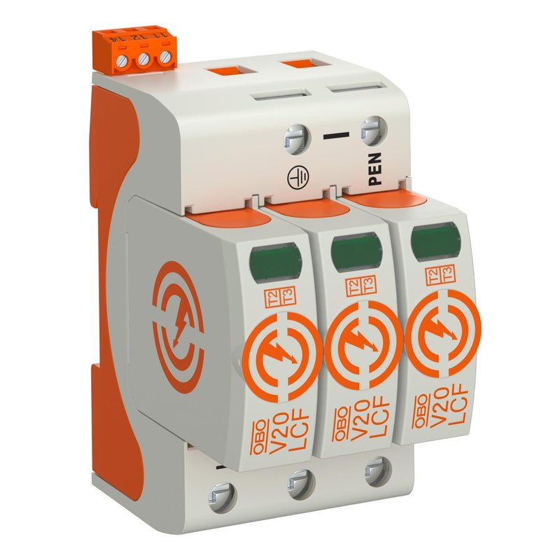 OBO Bettermann - Überspannungsableiter für Energietechnik/Stromversorgung SurgeController V20 V20-LCF-3+FS-280 3-polig + FS 280V
