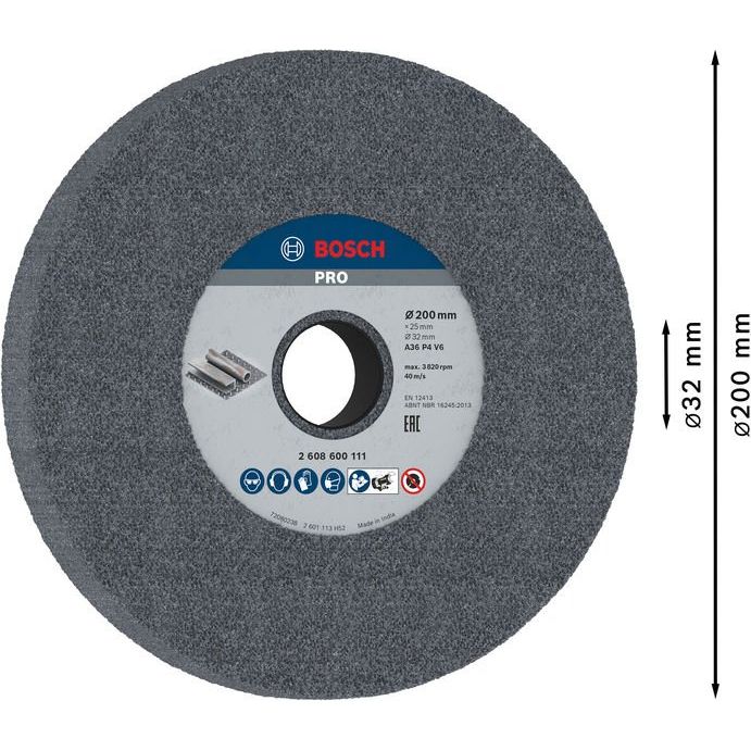 Bosch - Trenn-/Schleifscheibe PRO Metal Schleifscheibe, 2608600111 200 x 25 x 32 mm G36
