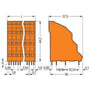 WAGO - Leiterplattenklemme Vierstock-Leiterplattenkl. 738-408 2,5mm² − 18 Stück