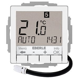 Eberle Controls - Raumthermostat/Uhrenthermostat UP-Uhrenthermostat UTE4800F-RAL9016-G55 Hinterleuchtung weiß