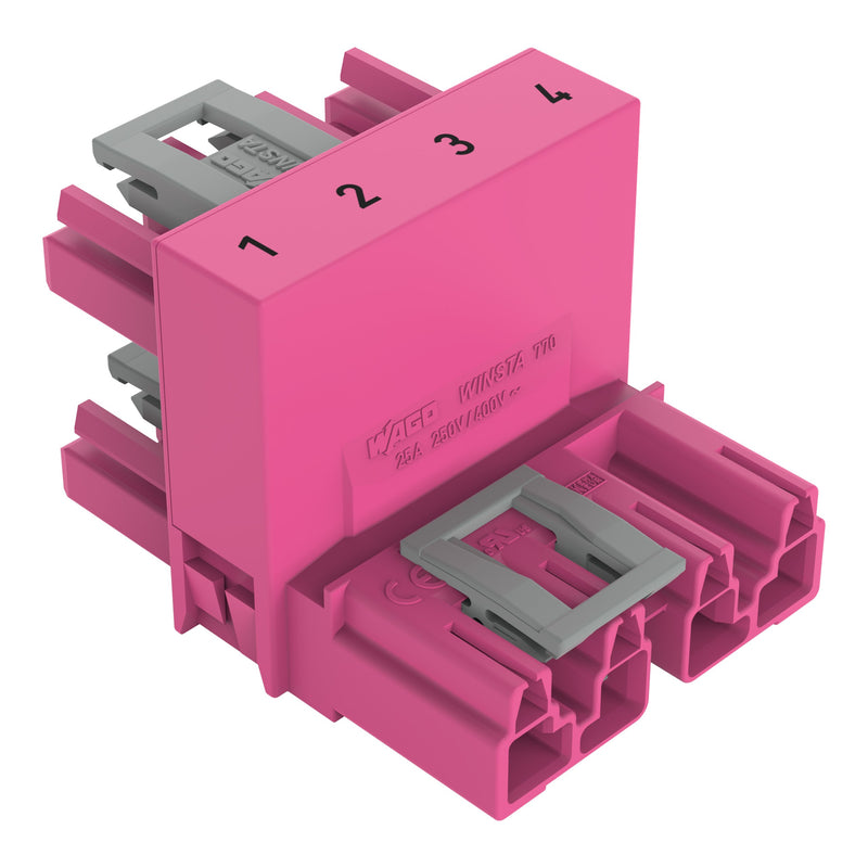 WAGO - Kompaktverteiler für steckbare Gebäudeinstallation h-Verteiler 4-polig 770-1783 Kod. B,pink − 50 Stück