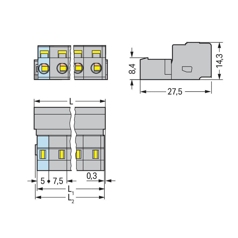 WAGO - Kabelsteckverbinder für Leiterplattensteckverbinder 1-Leiter-Stiftleiste 731-610 CAGECLAMP,2,5mm²,gr − 25 Stück