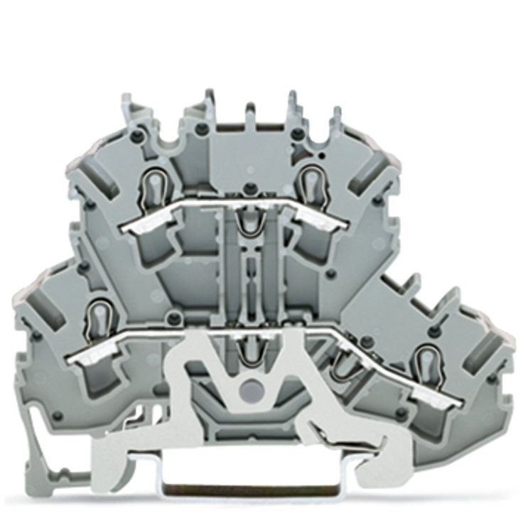 WAGO - Schutzleiter-Reihenklemme Doppelstockklemme 2002-2228 2,5 mm²,grau − 50 Stück