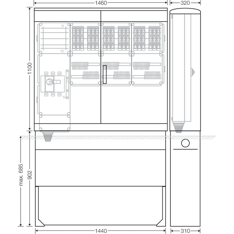 Hensel - Verteilerschrank für Energieversorgung Ladeverteiler Mi EV 11kW 18010 f.18 Ladep. a 11kW