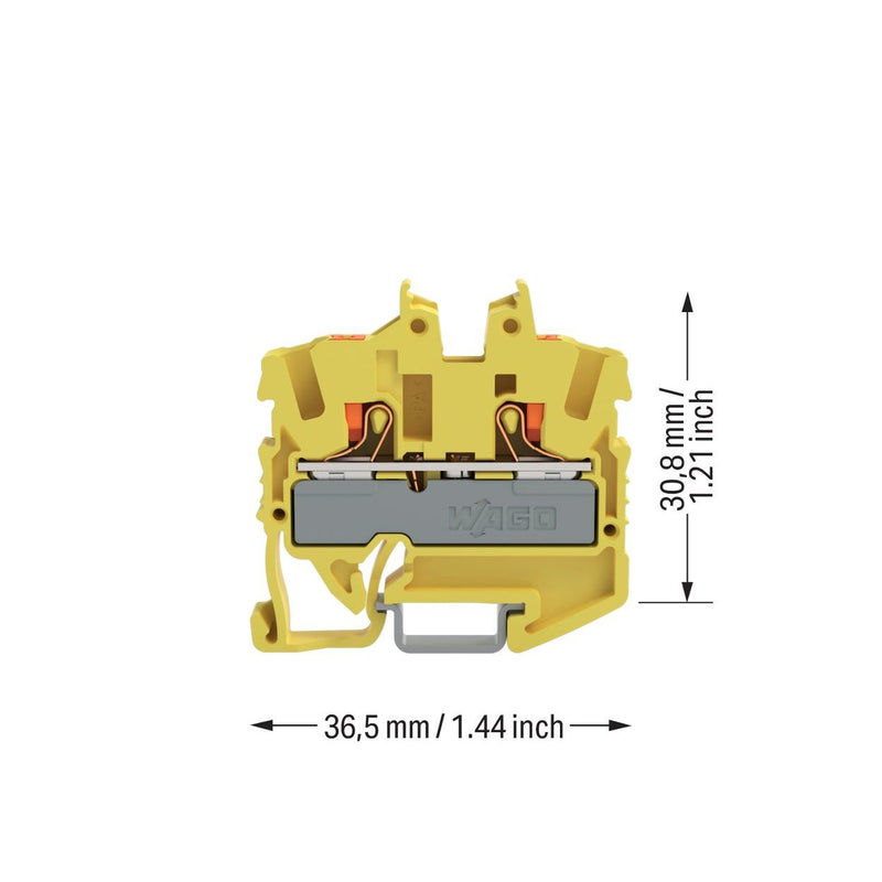WAGO - Durchgangs-Reihenklemme 2-LeiterMini-Durchgangskl. 2252-1206 Drücker,2,5 mm²,ge − 100 Stück