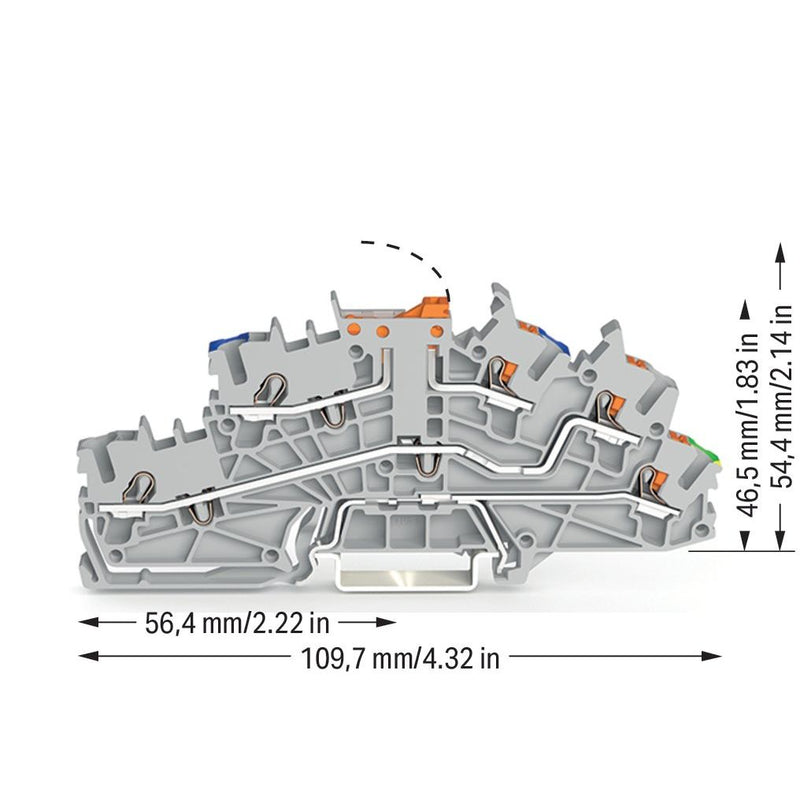 WAGO - Installations-Etagenklemme Installationsetagenklemme 2203-6541 2,5 mm² Hybrid − 50 Stück