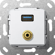 Gira - Einsatz/Abdeckung für Kommunikationstechnik UP Tragring USB A Klinke 568603 rws