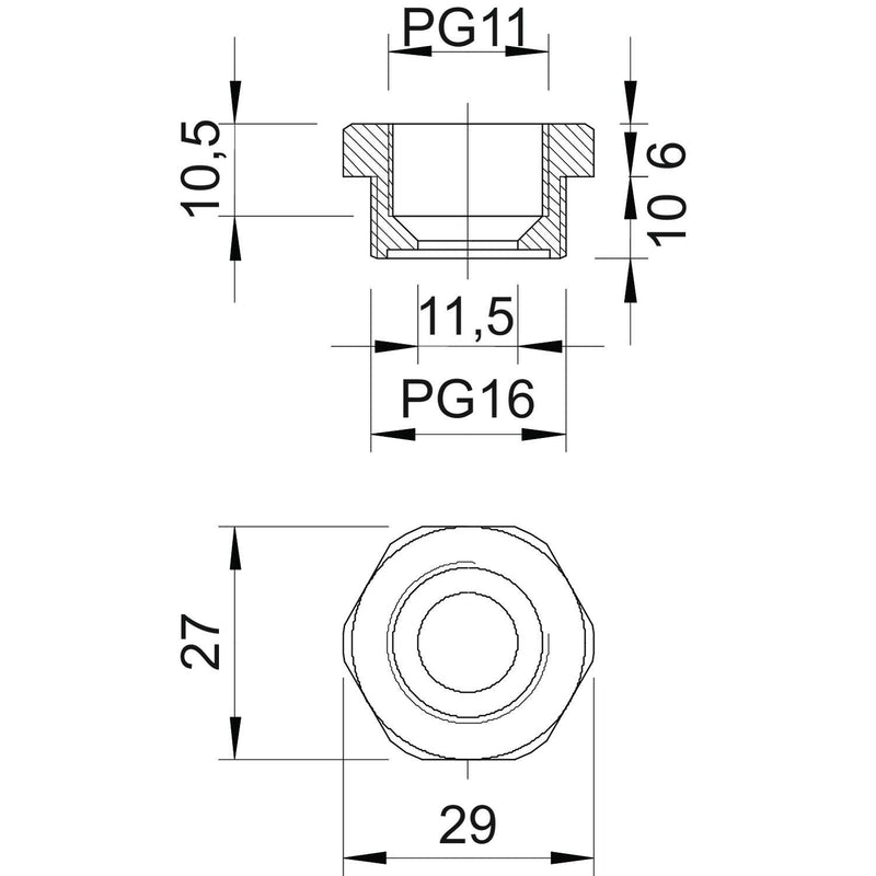 OBO Bettermann - Erweiterungs-/Reduzierring Reduktion 107 R PG16-11 PA Iso,lgr − 50 Stück