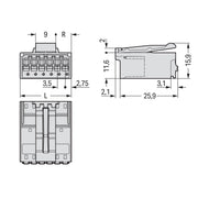 WAGO - Ein- und mehrpolige Klemmenleiste 1-Leiter-Stiftleiste 2091-1532/002-000 CAGECLAMP,1,5mm²,lgr − 50 Stück