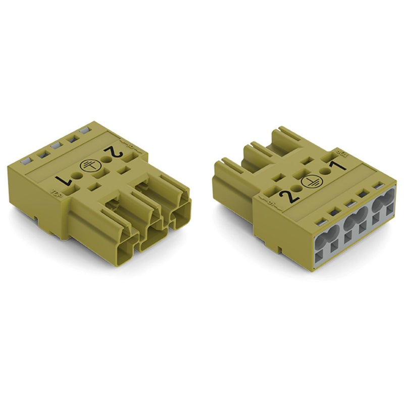 WAGO - Steckverbinder für steckbare Gebäudeinstallation Stecker 3-polig 770-273/073-000 Kod. B,hellgrün − 100 Stück