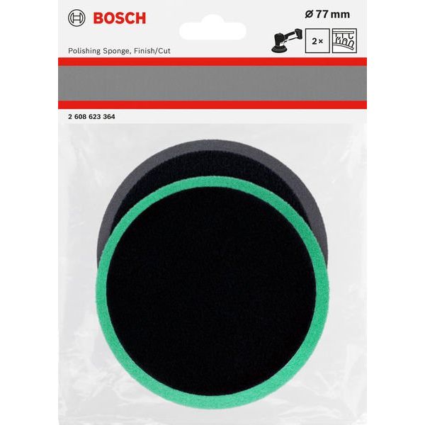 Bosch - Systemzubehör für Schleifen/Polieren (Akku/elektrisch/Druckluft) Polierschwamm-Set, 2608623364(VE2) 77 mm, 2-tlg