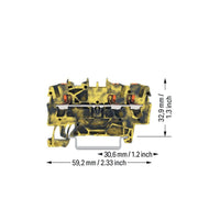 WAGO - Durchgangs-Reihenklemme 3-Leiter-Durchgangsklemme 2202-1301/000-053 Drücker,2,5mm²,dgrge − 100 Stück