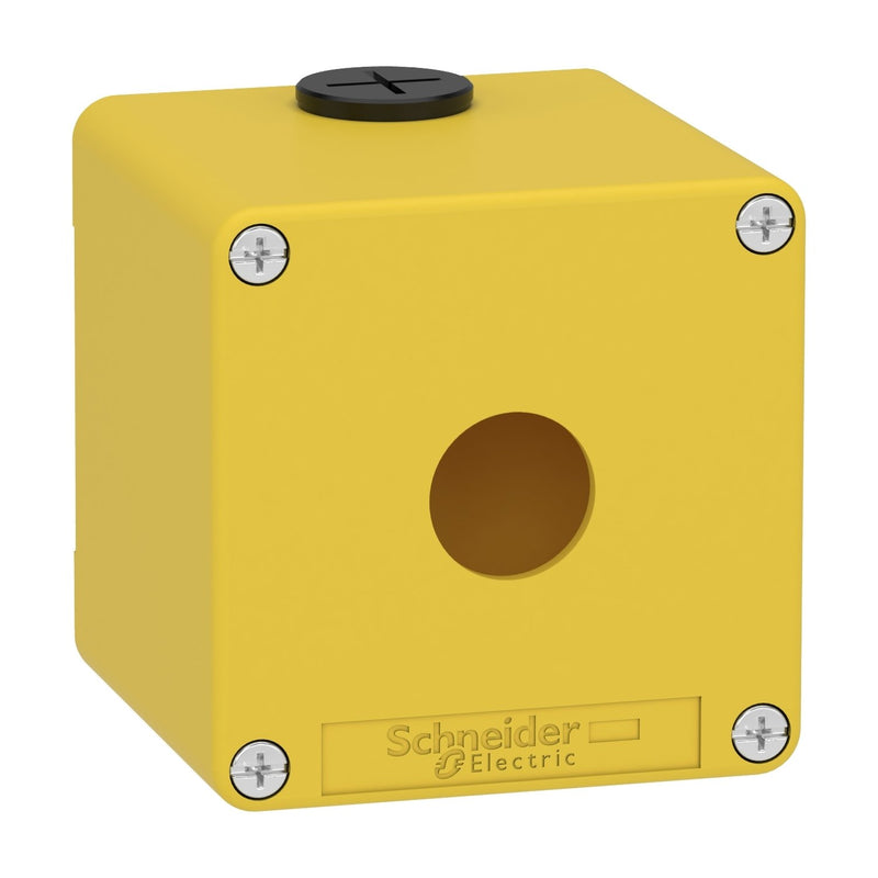 Schneider Electric - Gehäuse für Befehls- und Meldegeräte Leergehäuse XAP, Metall XAPK1501 gelb, für Not-Aus/Ha