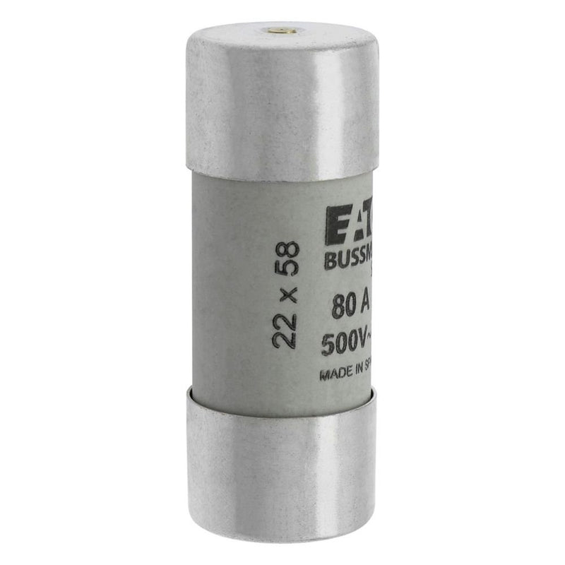 Eaton - Zylindrische Sicherung Sicherungseinsatz Nieders. CYL GG 22,#C22G80S 80A AC 500V 120kA − 10 Stück