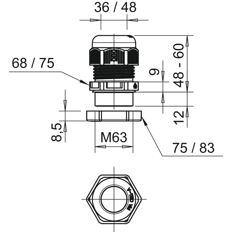 OBO Bettermann - Kabelverschraubung Verschraubung V-TEC VM63+ LGR mit Gegenmutter