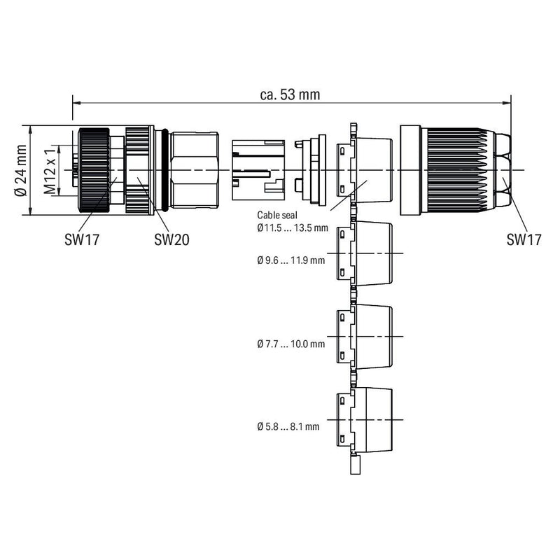 WAGO GmbH & Co. KG - Zubehör/Ersatzteile für Steuerungen Konfekt. Steckverbinder 756-9711/050-000 5-pol., M12-Bu axial