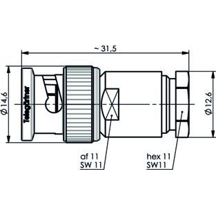 Telegärtner - Koax-Steckverbinder BNC-Kabelstecker 100123536 − 50 Stück