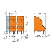 WAGO - Leiterplattenklemme DoppelstockLeiterplattenk. 736-853 2,5mm² − 70 Stück