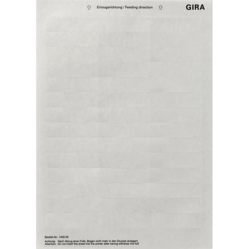 Gira - Bezeichnungsmaterial für Installationsschalterprogramme Beschriftungsbogen 145900 62,5 x 18,5mm