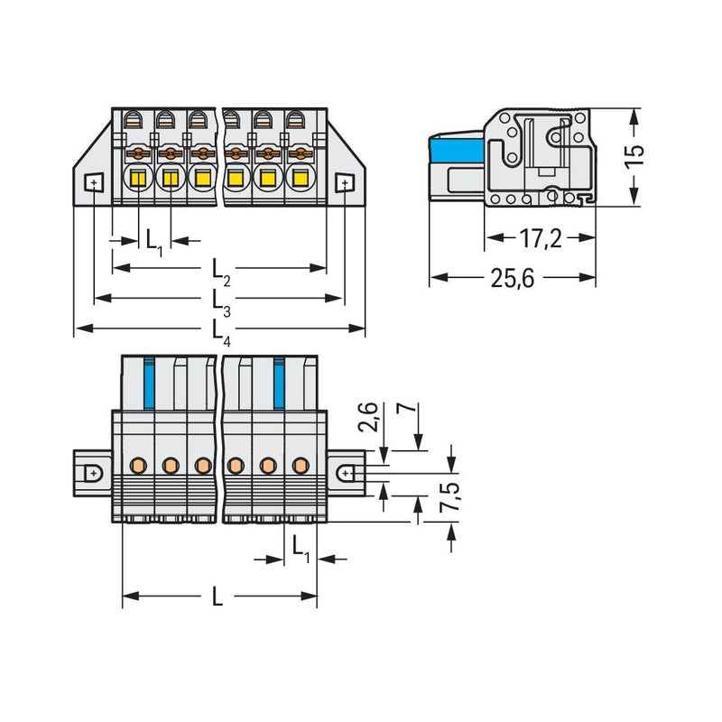 WAGO - Kabelsteckverbinder für Leiterplattensteckverbinder 1-Leiter-Federleiste 2721-120/031-000 Push-inCAGECLAMP,lgr − 10 Stück