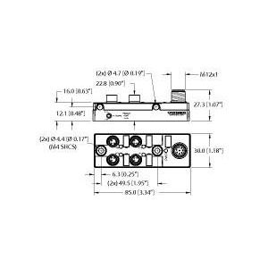 Turck - Passiver Sensor-/Aktor-Verteiler (mit Leitung) Aktuator-/Sensor-Verteiler TB-4M8M-3-FS8