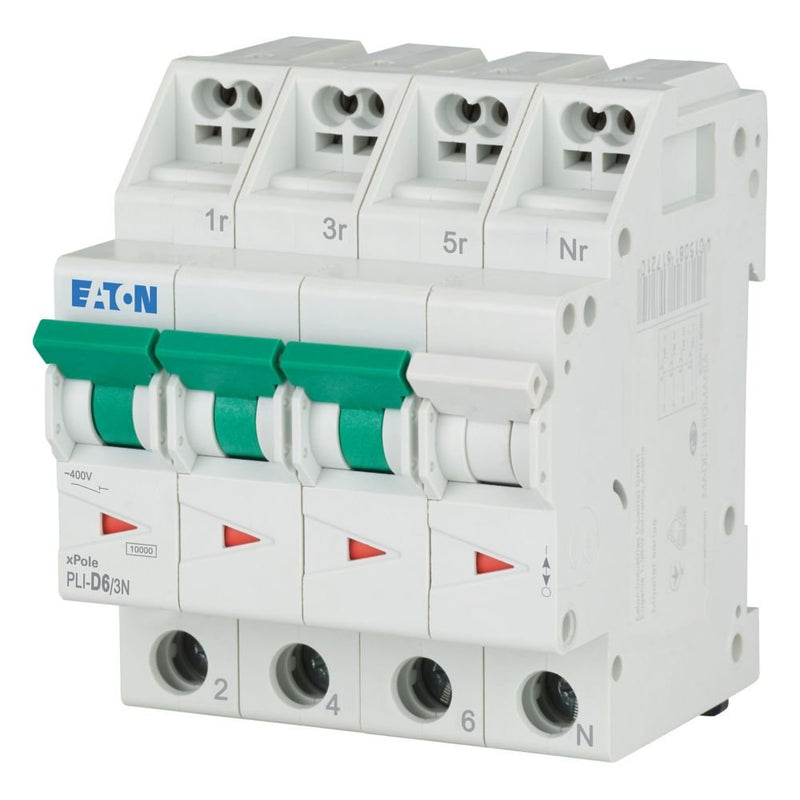 Eaton - Leitungsschutzschalter PLI-D6/3N D 6A, 3p+N Steckkl