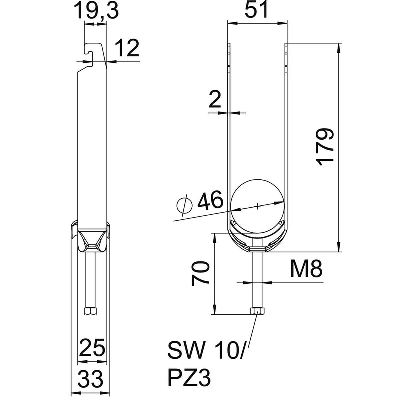 OBO Bettermann - Bügelschelle BS-U3-M-46 FT 3-fach − 50 Stück