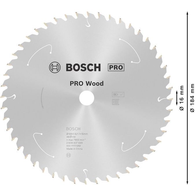 Bosch - Kreissägeblatt PRO Wood cordless 2608837699 Kreissägeblatt 184 x