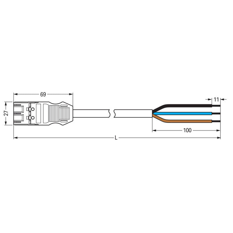 WAGO - Konfektionierte Leitung für steckbare Gebäudeinstallation konfekt. Anschlussleitung 771-9973/206-204 Eca,Stecker