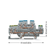 WAGO - Schutzleiter-Reihenklemme Doppelstockklemme 870-535 0,08-2,5/4qmm PE/N − 50 Stück