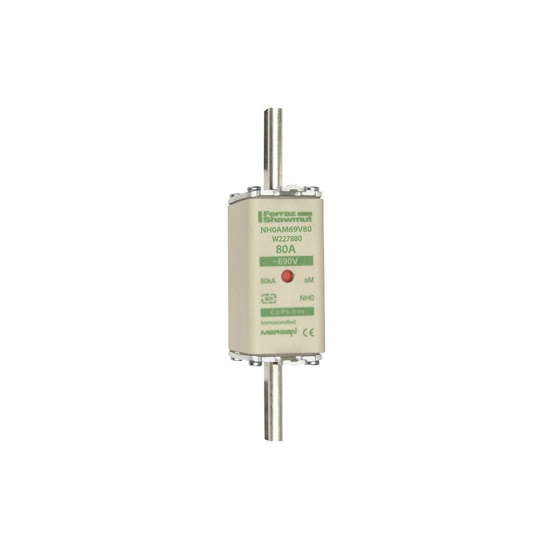 Mersen - Messersicherung Sicherungseinsatz NH aM NH0AM69V80 Gr.0 80A sfü KM − 3 Stück