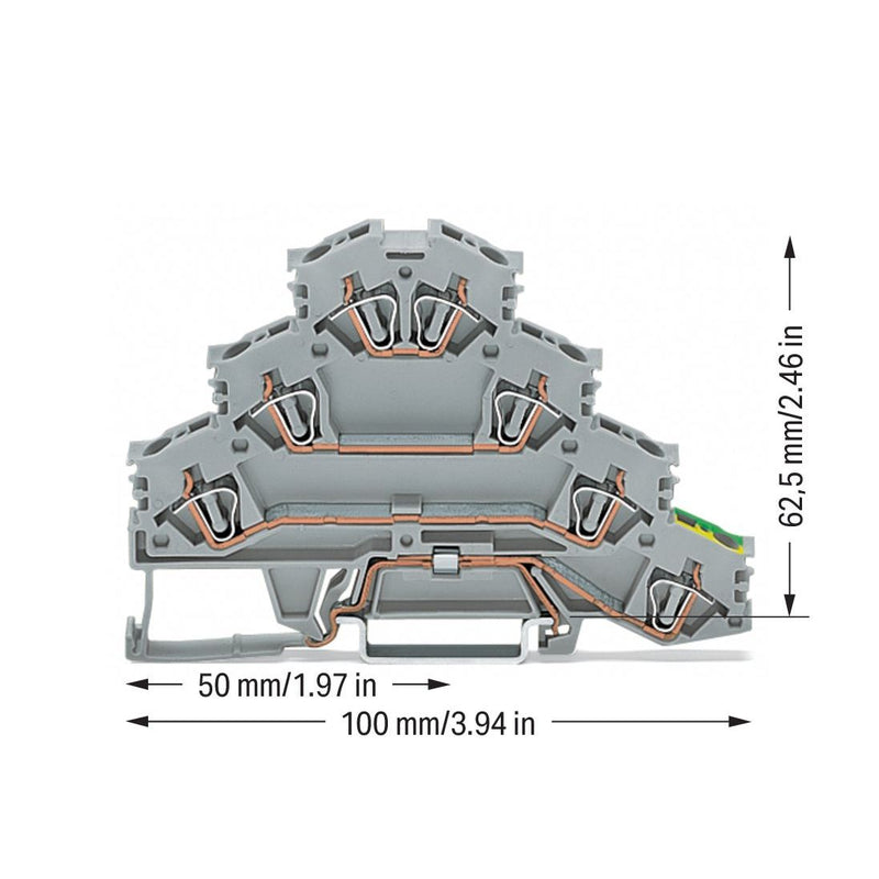 WAGO - Durchgangs-Reihenklemme Vierstock-Reihenklemme 281-530 L1-L2-L3-PE,für TS35