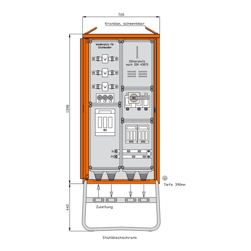 Walther Werke - Baustromverteiler Anschlussschrank WA0032 138kVA, 2 NH-Abgänge