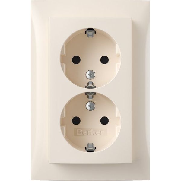 Berker - Steckdose SCHUKO-Doppelsteckdose 47598982 Abdeckpl. ws-glanz