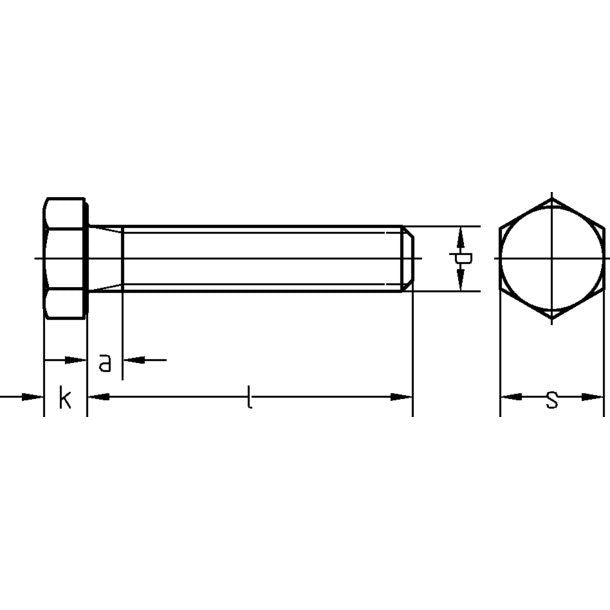 Dresselhaus - Maschinenschraube/Bolzen Sechskantschraube Polyamid 3908/000/01 6x30 m.Gewinde bis Kopf − 100 Stück