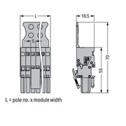 WAGO - Ein- und mehrpolige Klemmenleiste 1-Leiter-Federleiste 769-107/144-000 CAGECLAMP,4mm²,gr − 10 Stück
