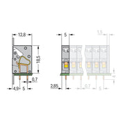 WAGO - Leiterplattenklemme Anreihbare Leiterplattenk. 741-904 Drücker,2,5mm²,gr − 100 Stück