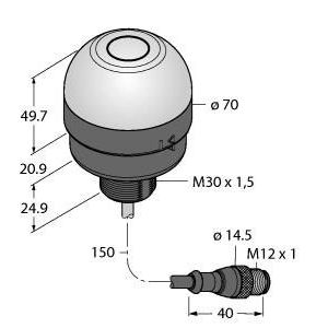 Turck - Optisches/Akustisches Signalgerät Bestückungssensor K70DXN2T2GRYQP Pick-to-Light − 1 Stück