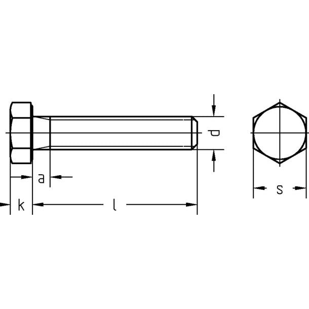 Dresselhaus - Maschinenschraube/Bolzen Sechskantschraube 8.8 0261/00001 16x1,5x40 Feingewinde bis Kopf − 50 Stück