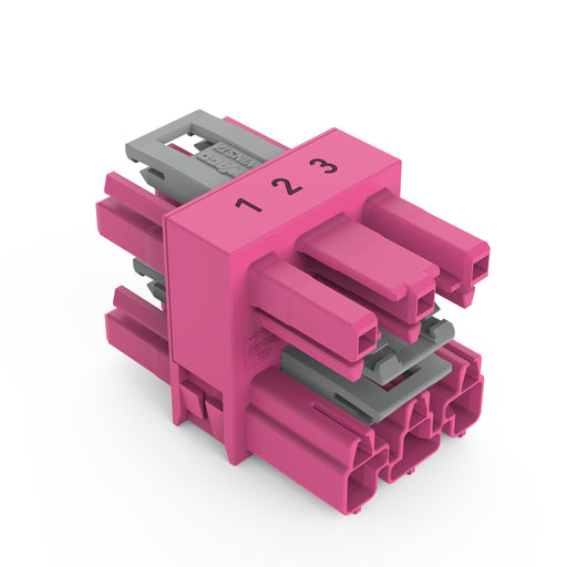 WAGO - Kompaktverteiler für steckbare Gebäudeinstallation 3-fach-Verteiler 3-polig 770-1716 Kod. B,pink − 50 Stück