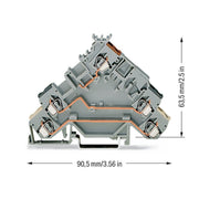 WAGO - Initiator/Aktor-Reihenklemme 3-Leiter-Aktorenklemme 280-583 2,5 mm²,grau − 50 Stück