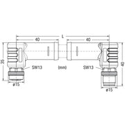 WAGO - Konfektioniertes Sensor-Aktor-Kabel Power-Leitung,M12L-Buchse 756-3506/050-075 M12L-Stecker,winklig