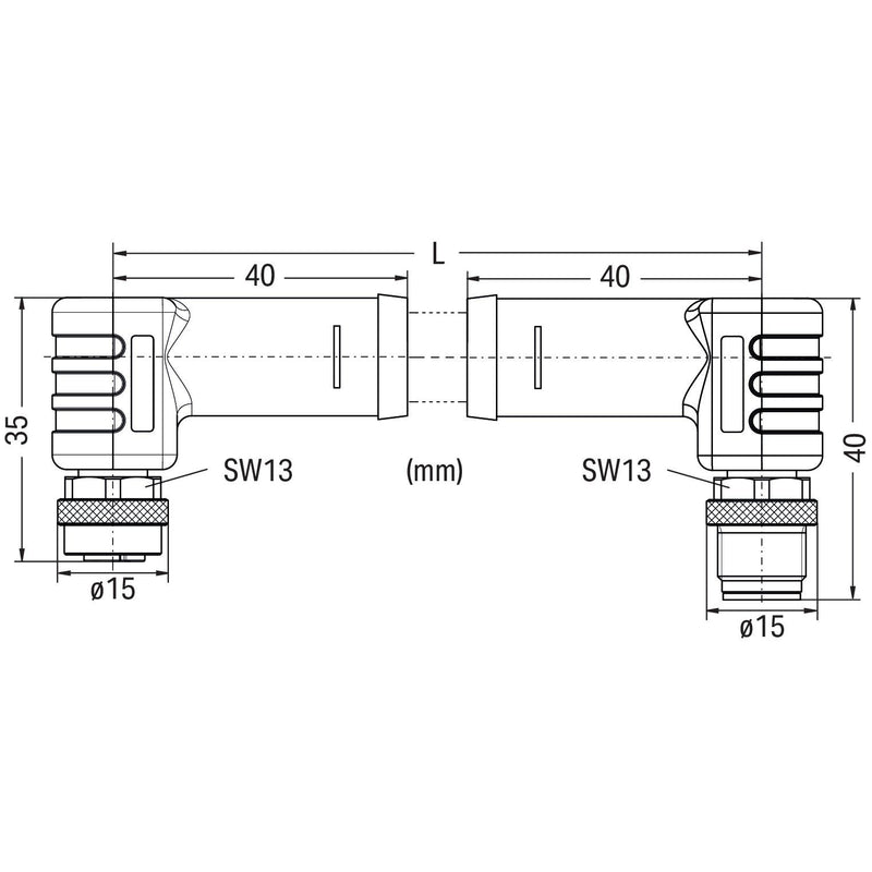 WAGO - Konfektioniertes Sensor-Aktor-Kabel Power-Leitung,M12L-Buchse 756-3506/050-075 M12L-Stecker,winklig