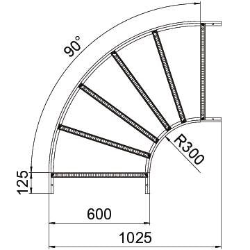 OBO Bettermann - Bogen für Kabelleiter Bogen LB 90 660 R3 A2 90 Grad