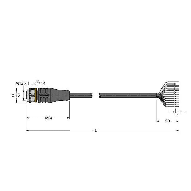 Turck - Konfektioniertes Sensor-Aktor-Kabel Anschlussleitung RKS12T-5/TEL PVC − 1 Stück